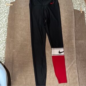 Nike Womens XS Leggings Black with Red and White Accents